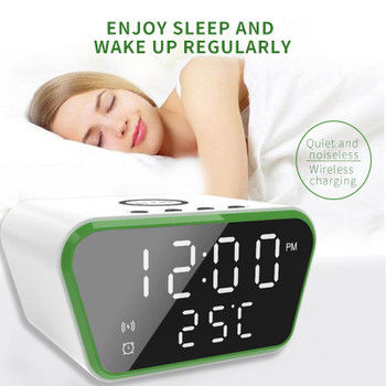 Cargador de teléfono inalámbrico negro con reloj de alarma, reloj de cargador Qi para Airpods