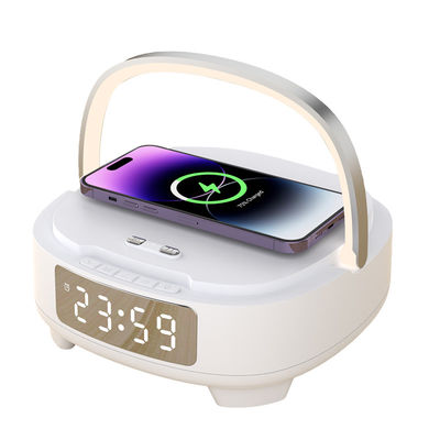 Reloj de alarma multifuncional cargador de teléfono altavoz Bluetooth 15W con luz nocturna