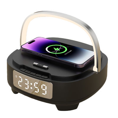 Reloj de alarma multifuncional cargador de teléfono altavoz Bluetooth 15W con luz nocturna