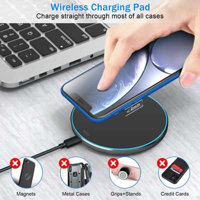 Pad de carga inalámbrica rápida portátil con certificación CE Qi 15w para teléfono inteligente