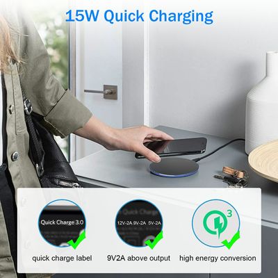 Pad de carga inalámbrico portátil 2 en 1 Qi 10W Superficie de espejo para teléfono móvil