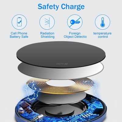 Pad de carga inalámbrico portátil 2 en 1 Qi 10W Superficie de espejo para teléfono móvil