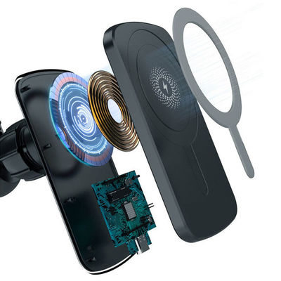 Cargador de teléfono inalámbrico Qi negro montaje de coche 15W portátil rápido
