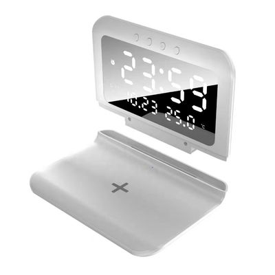Reloj de alarma de cargador de teléfono inalámbrico estándar de Qi con almohadilla de carga potente