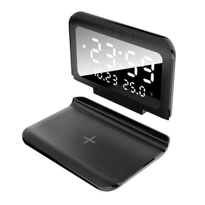 Tipo de alarma de carga rápida con pantalla LED de reloj de cargador inalámbrico ABS Qi