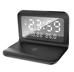 Tipo de alarma de carga rápida con pantalla LED de reloj de cargador inalámbrico ABS Qi