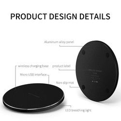 Aleación de aluminio Samsung Fast Qi Pad de carga inalámbrica móvil 10w