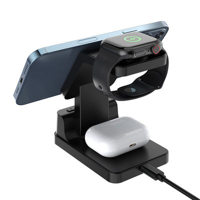 Stand de carga inalámbrica Qi móvil rápido 15W 3 en 1 para teléfono de reloj
