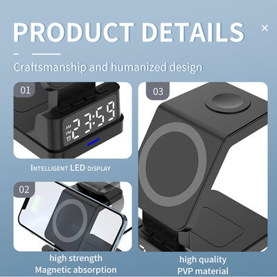 Stand de carga inalámbrica Qi móvil rápido 15W 3 en 1 para teléfono de reloj