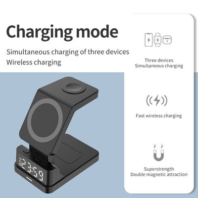 Stand de carga inalámbrica Qi móvil rápido 15W 3 en 1 para teléfono de reloj