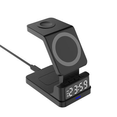 Cargador de teléfono con reloj plegable, 4 en 1 cargador inalámbrico rápido de 15W