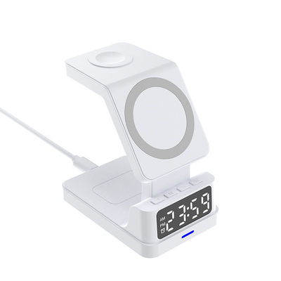 Cargador de teléfono con reloj plegable, 4 en 1 cargador inalámbrico rápido de 15W