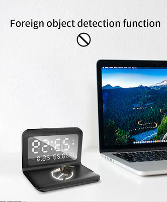 Display LED 4 en 1 Cargador inalámbrico Qi, Cargador inalámbrico de teléfono con reloj 15w