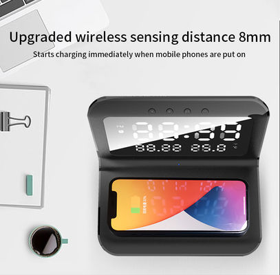 Logotipo personalizado Reloj de cargador de teléfono inalámbrico, Reloj digital LED con almohadilla de carga