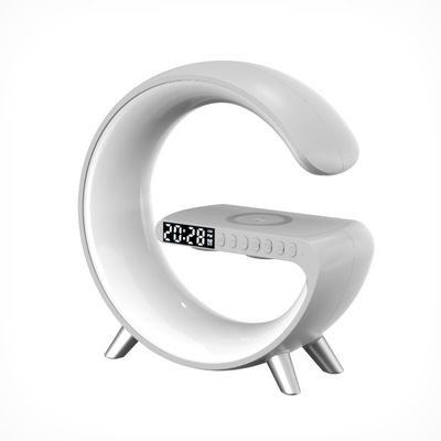 Función Snooze Hablador Bluetooth inalámbrico Qi cargador ABS con lámpara de atmósfera