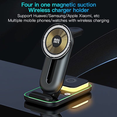 4 en 1 cargador inalámbrico de Qi magnético Dock cortocircuito universal