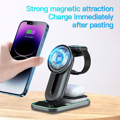 4 en 1 cargador inalámbrico de Qi magnético Dock cortocircuito universal