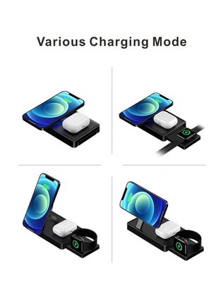 Cargador inalámbrico multifuncional de carga rápida para iPhone magnético plegable