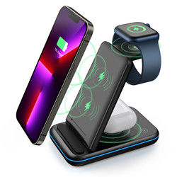 Estación de carga inalámbrica de 15W para Iphone, celular Qi