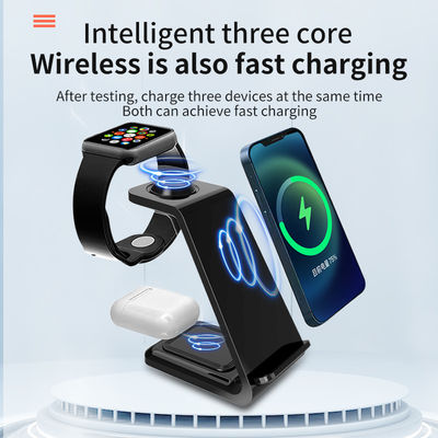 Cargador inalámbrico multifunción Qi 3 en 1 de 15w para Iphone Iwatch Tipo de soporte telefónico
