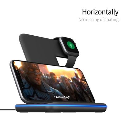 Cargador inalámbrico de silicona Qi 3 en 1, cargador portátil de teléfono inalámbrico 15w