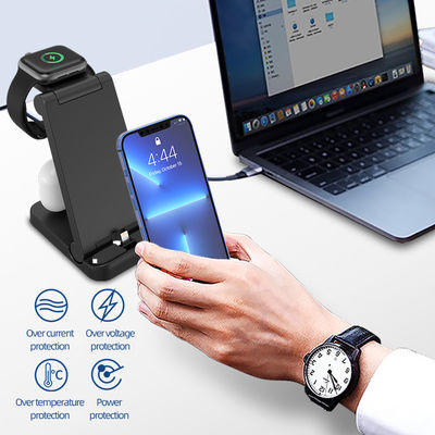 Cargador inalámbrico portátil 3 en 1 multifuncional Qi 15w Carga rápida