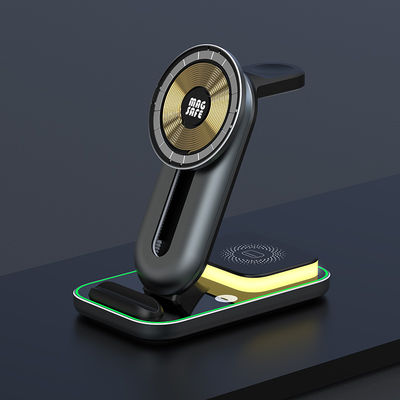 4 en 1 cargador inalámbrico de Qi magnético Dock cortocircuito universal