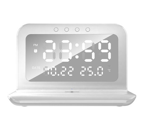 Tipo de alarma de carga rápida con pantalla LED de reloj de cargador inalámbrico ABS Qi