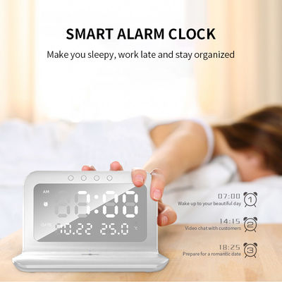 Tipo de alarma de carga rápida con pantalla LED de reloj de cargador inalámbrico ABS Qi