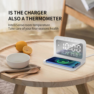 Tipo de alarma de carga rápida con pantalla LED de reloj de cargador inalámbrico ABS Qi