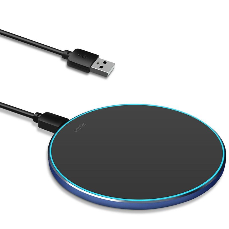 Pad de carga inalámbrico portátil 2 en 1 Qi 10W Superficie de espejo para teléfono móvil